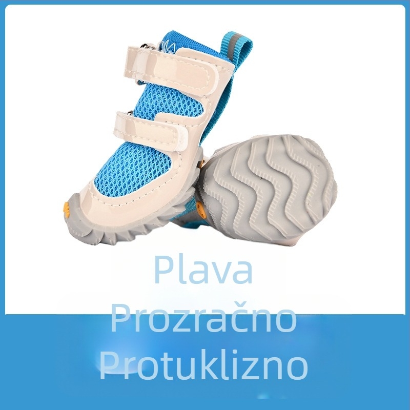 Cipele za pse za sve sezone, s dvostrukim kaišem, mrežaste, prozračne, za male pse poput pudla, protuklizne, svestrane čizme