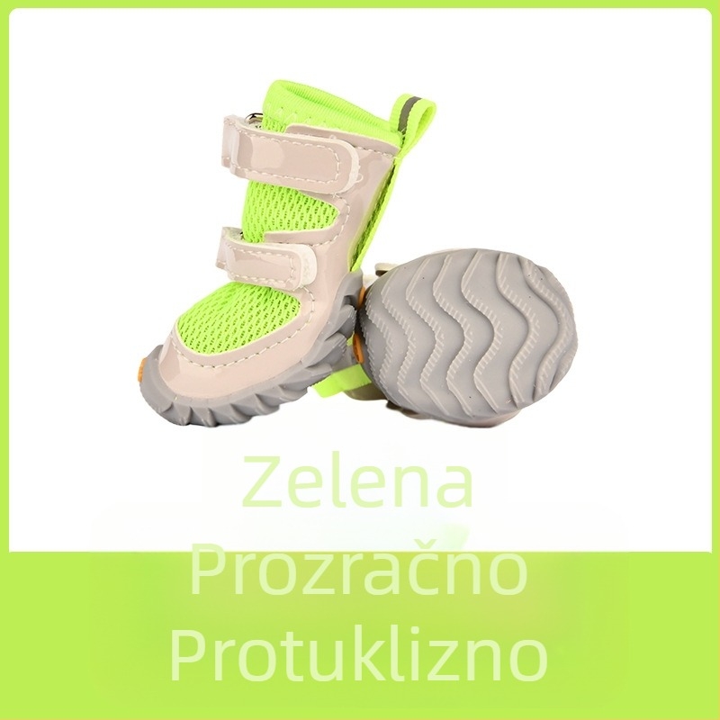 Cipele za pse za sve sezone, s dvostrukim kaišem, mrežaste, prozračne, za male pse poput pudla, protuklizne, svestrane čizme