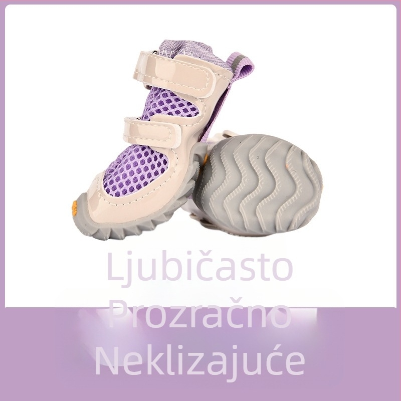 Cipele za pse za sve sezone, s dvostrukim kaišem, mrežaste, prozračne, za male pse poput pudla, protuklizne, svestrane čizme