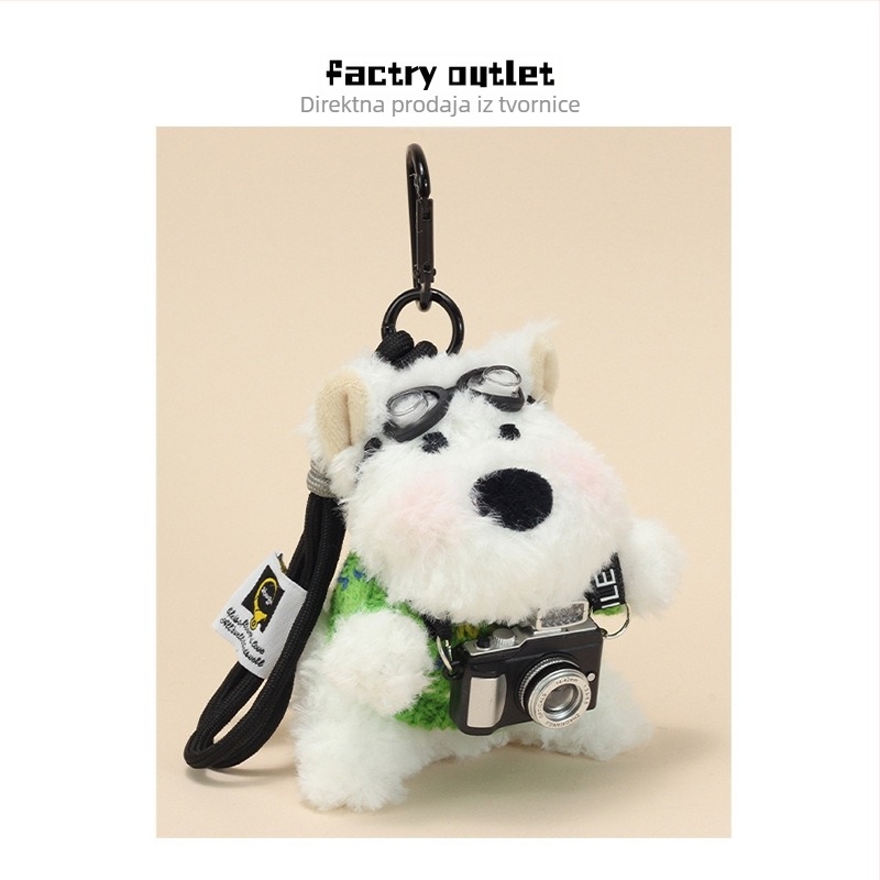 Izvorni plišani privjesak za torbu s motivom West Highland White Terrier i kamera – privjesak za ključeve