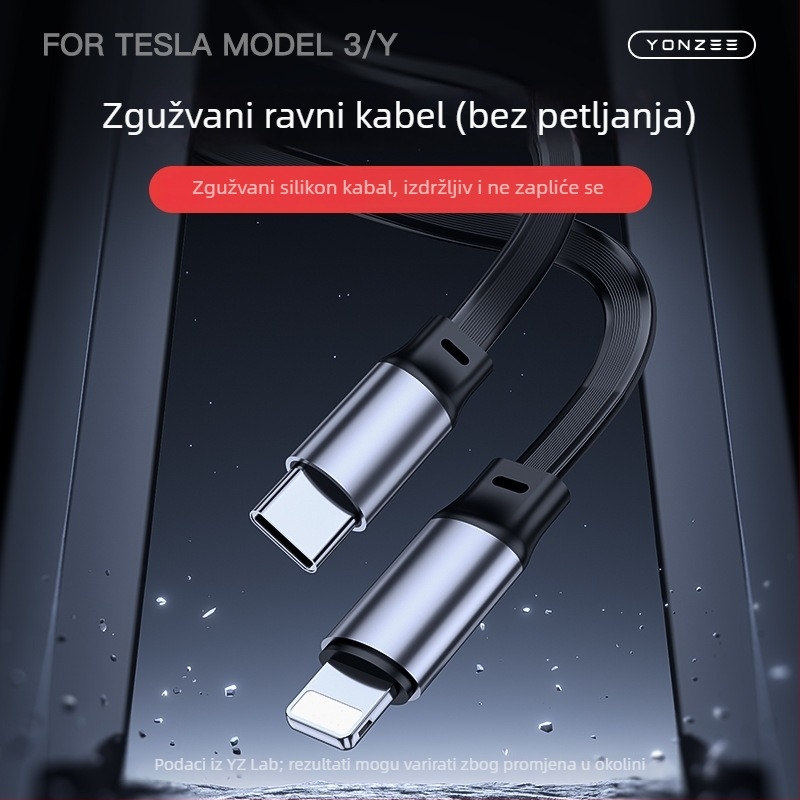 USB punjački hub za središnju konzolu Tesla Model 3/Y – Mini, ABS, Snap-on