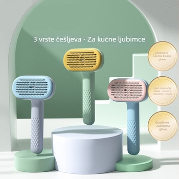 Četka za kućne ljubimce za mačke i pse, nehrđajući čelični zubići, ABS kućište i TPE držač, uklanja labavu dlaku i nježno masira