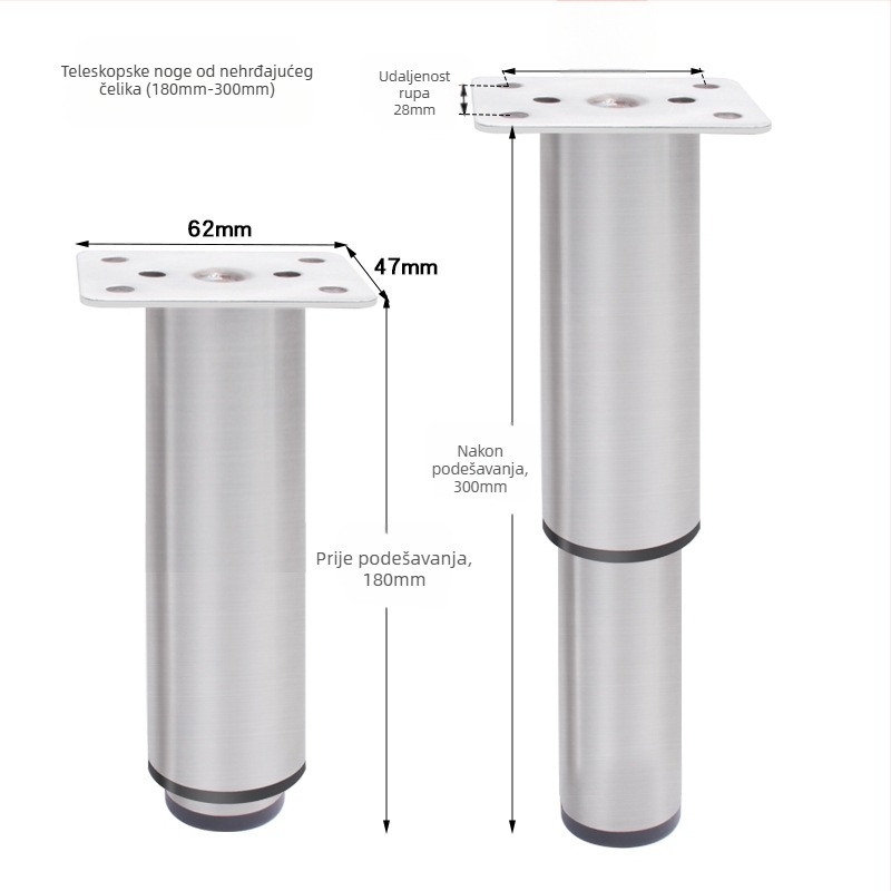 Prilagodljive kružne aluminijske noge za namještaj – aluminijska legura, marka Golden aoding, model 35 gore-dolje, mat završna obrada, moderni stil