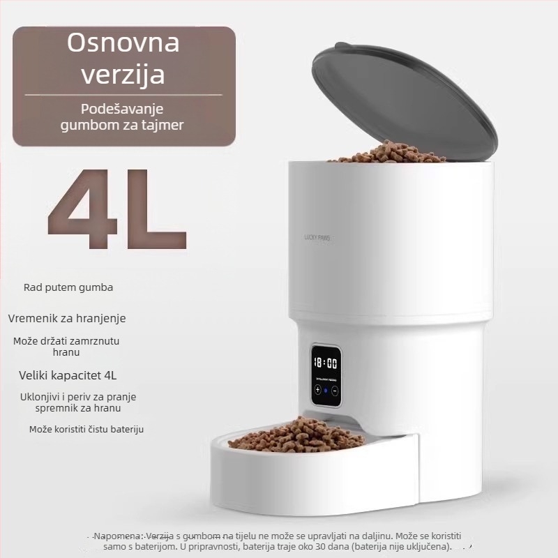 Inteligentna automatska hranilica za kućne ljubimce s upravljanjem putem aplikacije, vremensko doziranje porcija, kamera, odvojiva dizajn za mačke i pse