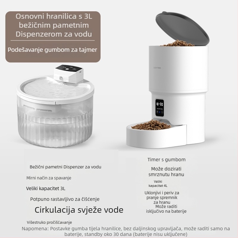 Inteligentna automatska hranilica za kućne ljubimce s upravljanjem putem aplikacije, vremensko doziranje porcija, kamera, odvojiva dizajn za mačke i pse