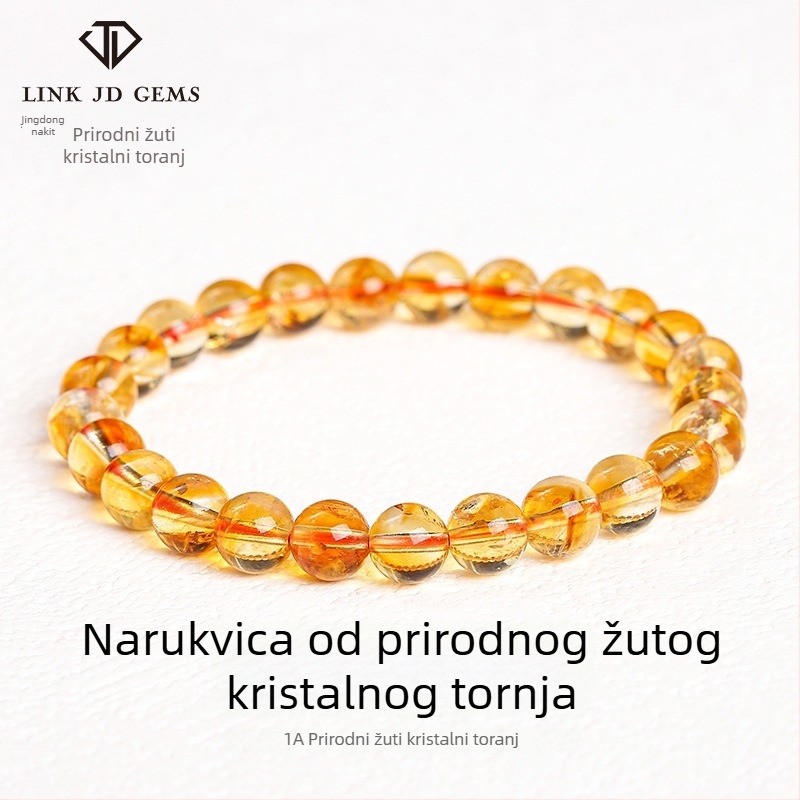 Ženski narukvica od žutog citrin kristala, geometrijski dizajn, prozirni kristal