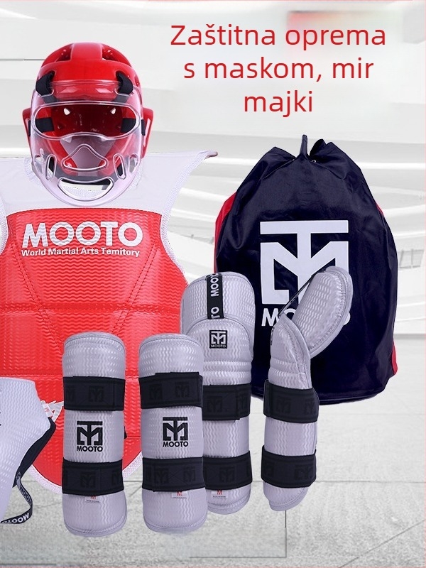 Taekwondo set zaštitne opreme s zaštitom za glavu, lakat, list, ramena i gležnjeve, materijal od pjene, univerzalna prilagodba