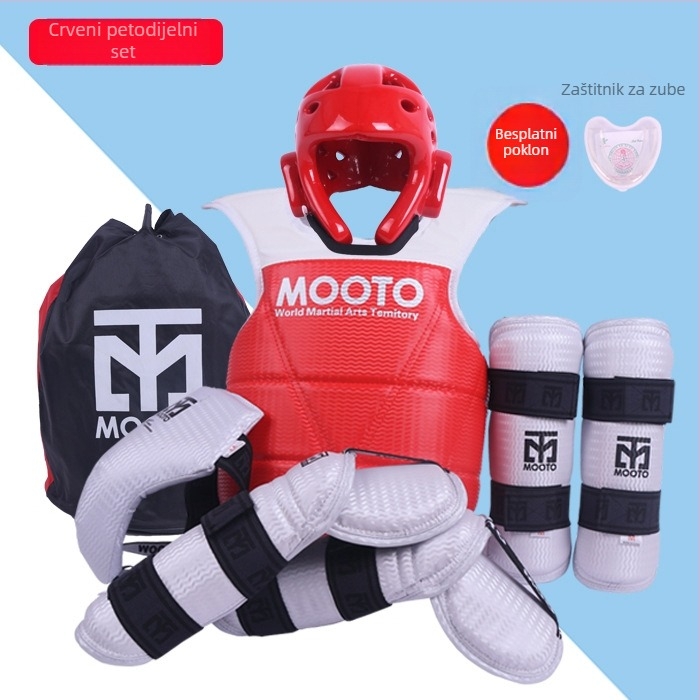 Taekwondo set zaštitne opreme s zaštitom za glavu, lakat, list, ramena i gležnjeve, materijal od pjene, univerzalna prilagodba