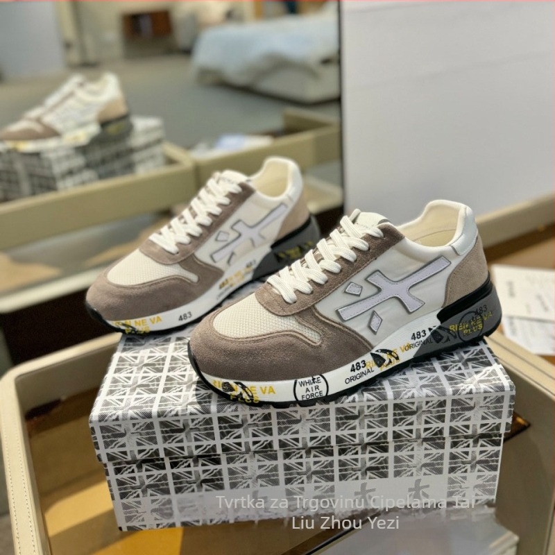 Unisex casual tenisice s debelim potplatom, gornji dio od prve sloj govedje kože + umjetna koža + tkanina; unutarnji dio od ovčje kože; prednje vezanje; potplat od gumene pjene