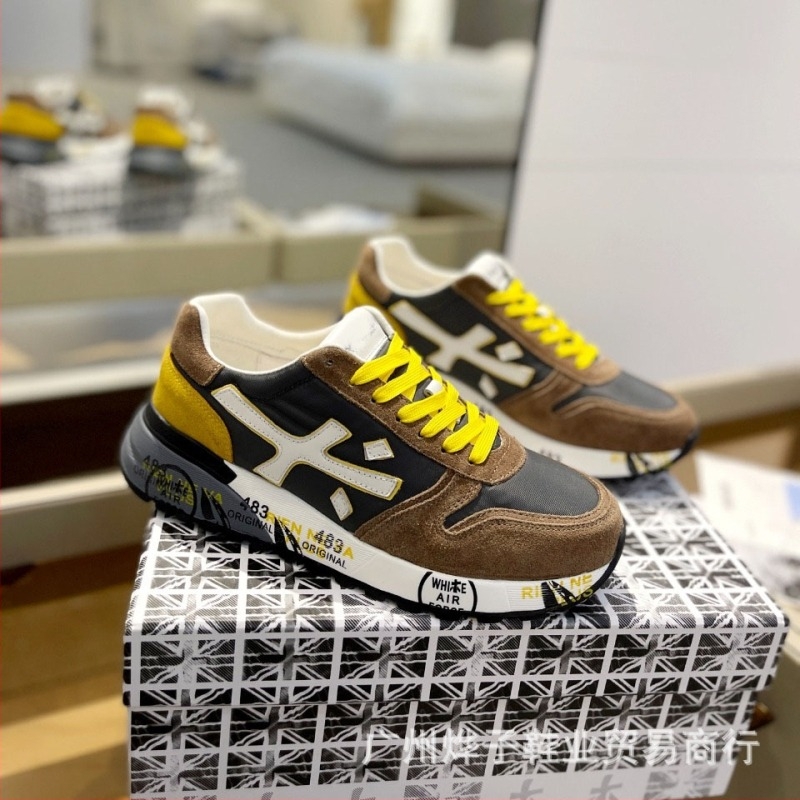 Unisex casual tenisice s debelim potplatom, gornji dio od prve sloj govedje kože + umjetna koža + tkanina; unutarnji dio od ovčje kože; prednje vezanje; potplat od gumene pjene