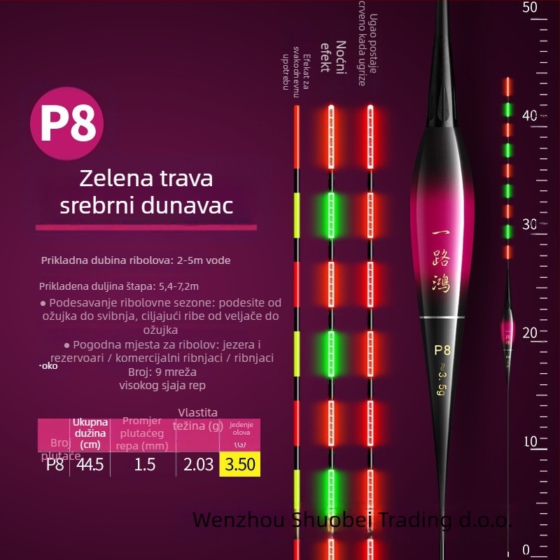 Elektronički plovak s noćnim osvjetljenjem, visoka osjetljivost, ultra jaka svjetlost, za dnevnu i noćnu upotrebu