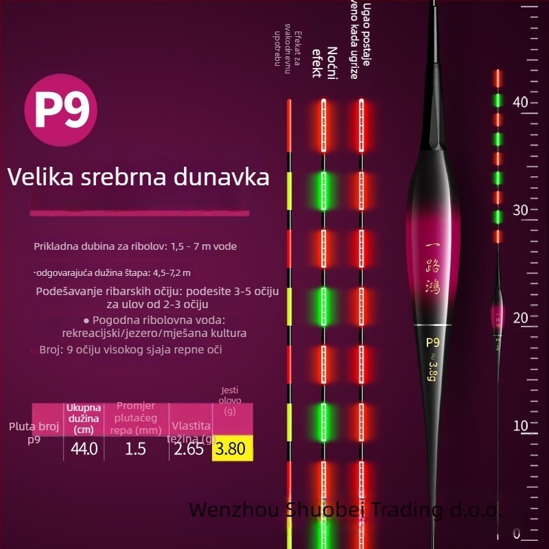 Elektronički plovak s noćnim osvjetljenjem, visoka osjetljivost, ultra jaka svjetlost, za dnevnu i noćnu upotrebu
