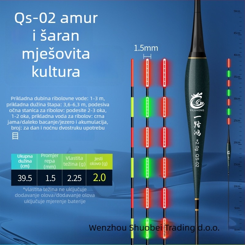 Elektronički plovak s noćnim osvjetljenjem, visoka osjetljivost, ultra jaka svjetlost, za dnevnu i noćnu upotrebu
