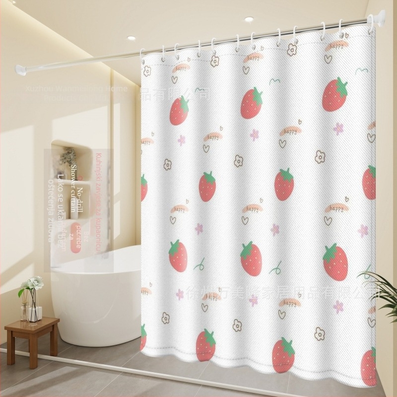 Poliesterska zavjesa za tuširanje za kupaonicu, debela, vodonepropusna i otporna na plijesan, s karikaturnim uzorkom u etničkom stilu, prilagodljiva