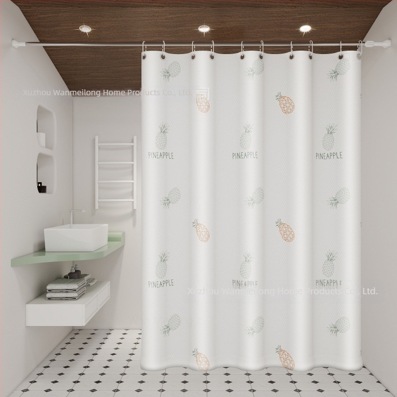 Poliesterska zavjesa za tuširanje za kupaonicu, debela, vodonepropusna i otporna na plijesan, s karikaturnim uzorkom u etničkom stilu, prilagodljiva