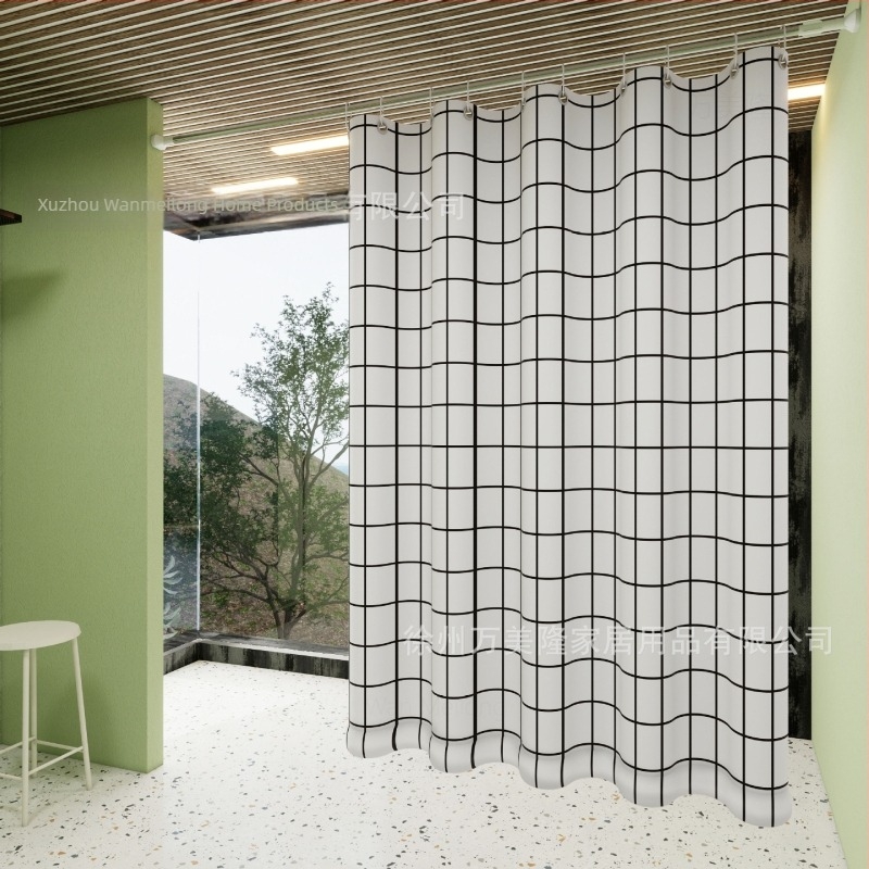 Poliesterska zavjesa za tuširanje za kupaonicu, debela, vodonepropusna i otporna na plijesan, s karikaturnim uzorkom u etničkom stilu, prilagodljiva