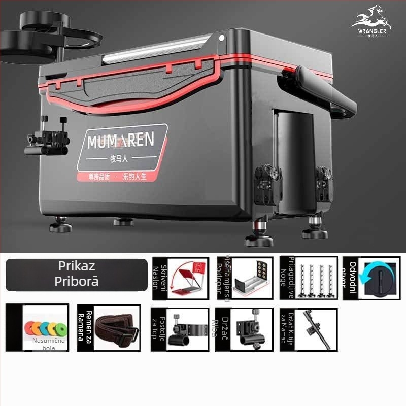 Wrangler kutija za ribolov, kompletan set, visok kapacitet 25–32 L, lagana, plastična, bez montaže