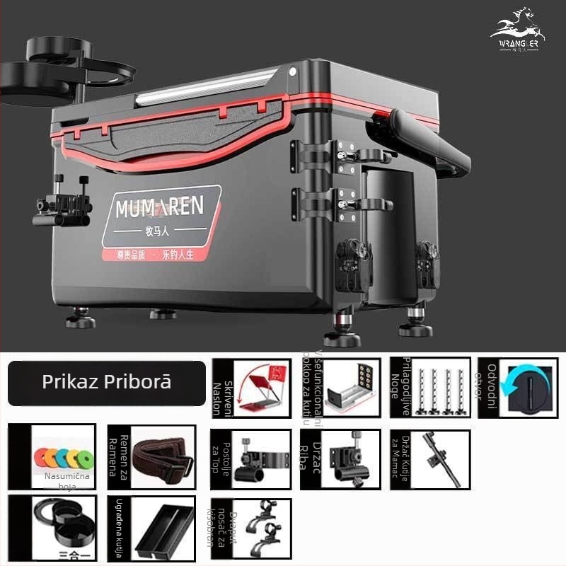 Wrangler kutija za ribolov, kompletan set, visok kapacitet 25–32 L, lagana, plastična, bez montaže