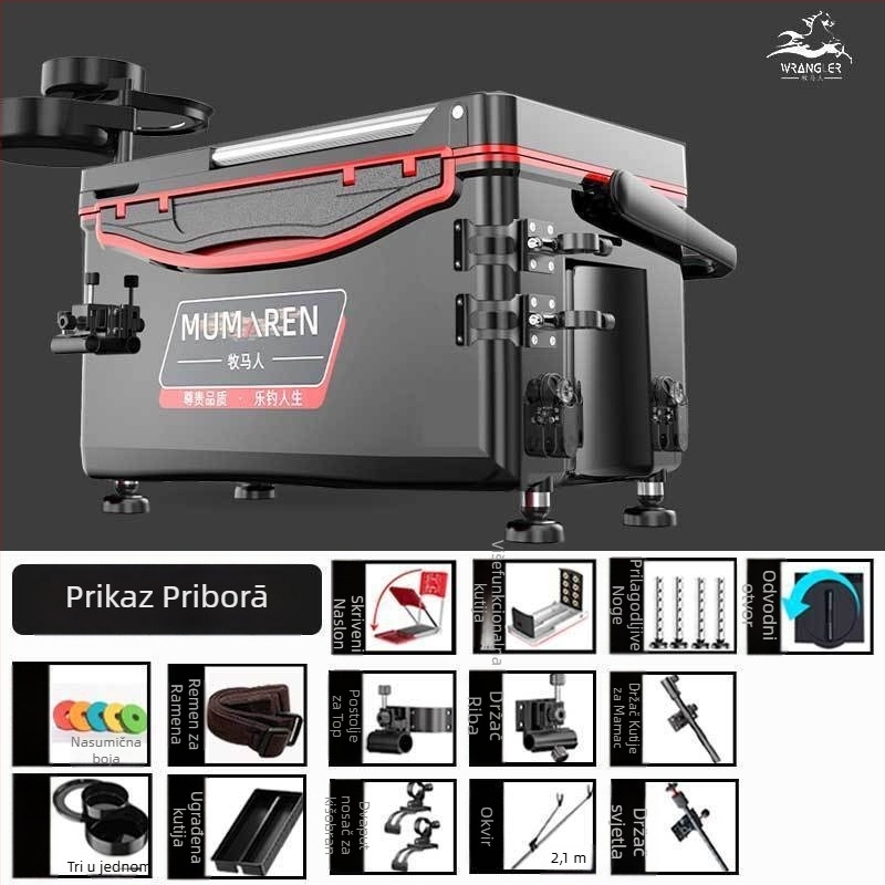 Wrangler kutija za ribolov, kompletan set, visok kapacitet 25–32 L, lagana, plastična, bez montaže