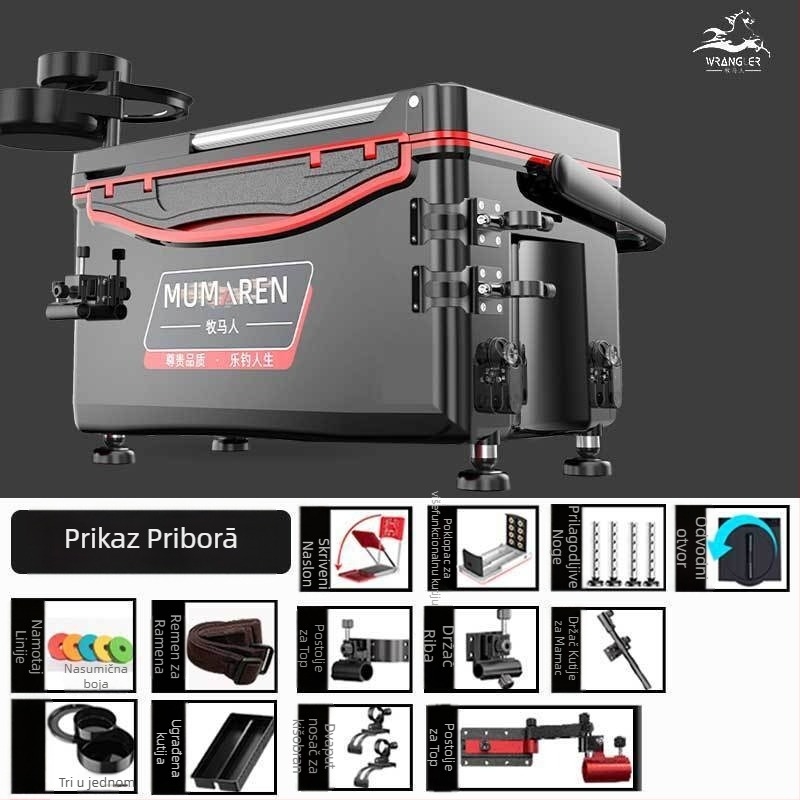 Wrangler kutija za ribolov, kompletan set, visok kapacitet 25–32 L, lagana, plastična, bez montaže