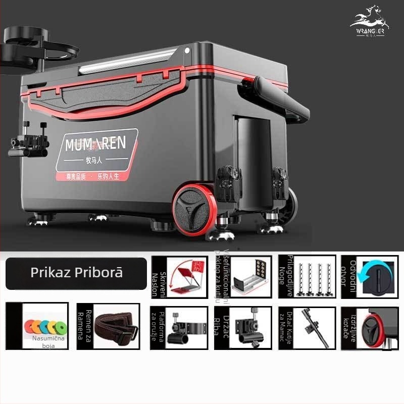 Wrangler kutija za ribolov, kompletan set, visok kapacitet 25–32 L, lagana, plastična, bez montaže