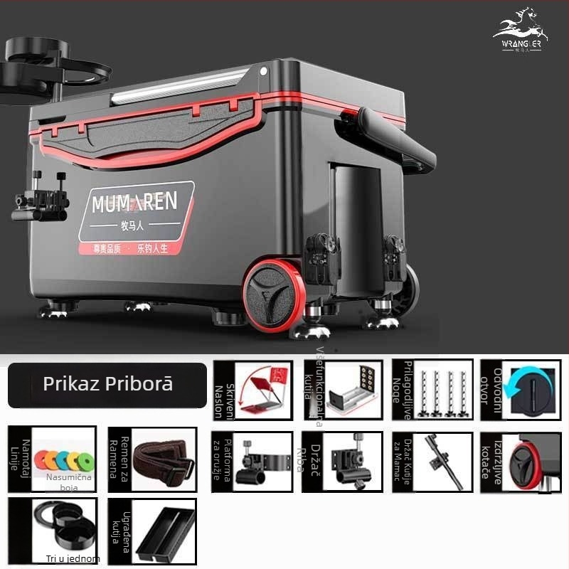 Wrangler kutija za ribolov, kompletan set, visok kapacitet 25–32 L, lagana, plastična, bez montaže