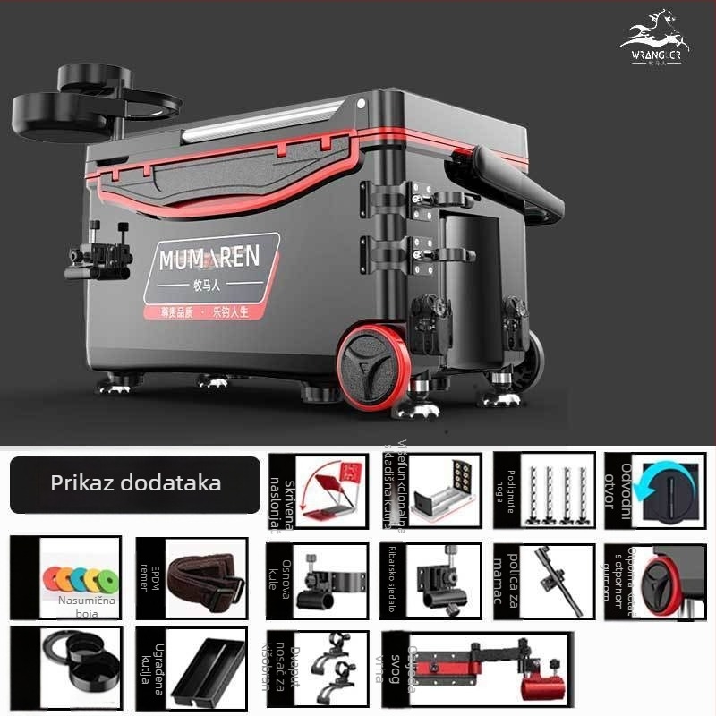 Wrangler kutija za ribolov, kompletan set, visok kapacitet 25–32 L, lagana, plastična, bez montaže