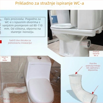 Cijev za odvod vode za WC, silikon, zidni spoj, debeli dizajn