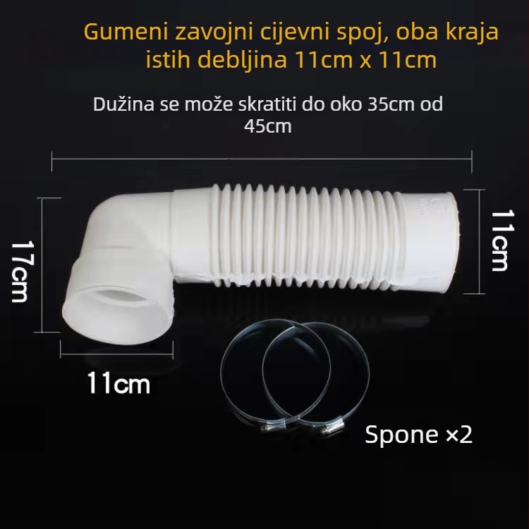 Cijev za odvod vode za WC, silikon, zidni spoj, debeli dizajn