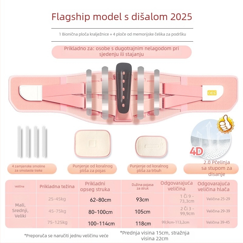 Lumbalna potpora pojas, podesiva, prozračna latex, universalni, stabilizacija i zaštita lumbalnog područja