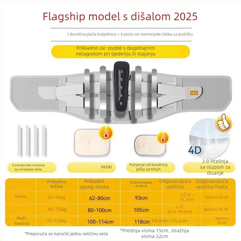 Lumbalna potpora pojas, podesiva, prozračna latex, universalni, stabilizacija i zaštita lumbalnog područja