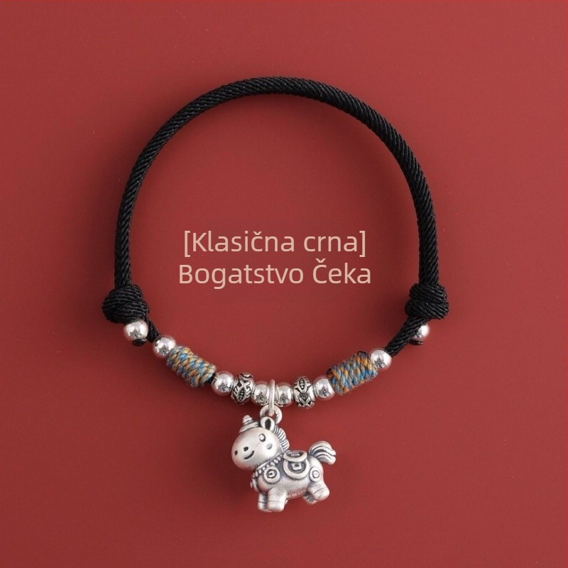Narukvica od bakarne legure, ručno izrađena s perlicama, kineski stil, zodijak Konj, za žene, proljeće 2026