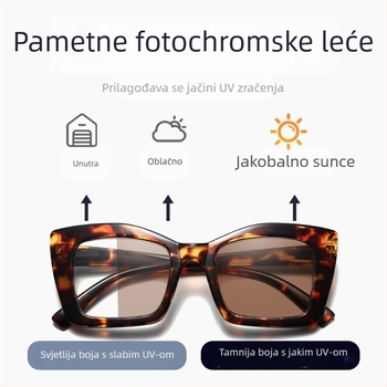 Naočale za čitanje s fotokromnim lećama, protiv plavog svjetla, UV zaštita, puni okvir, kvadratni dizajn