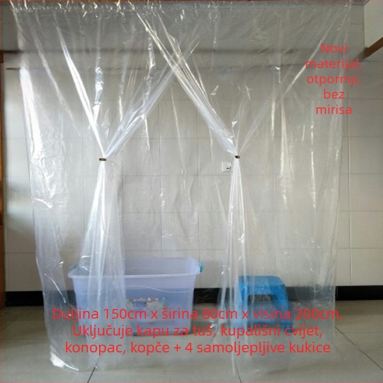 Tuš šator za odrasle, izoliran zimi, pravokutne plastične konstrukcije