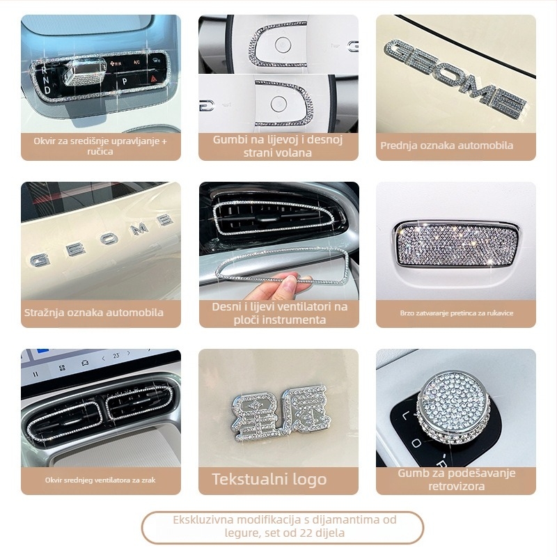 Geely Star Wish Rhinestone Alloy Gear Shift Interior Sticker — Kromirani-metal, Magna Brand, Model Geely Star Wish 26. generacije