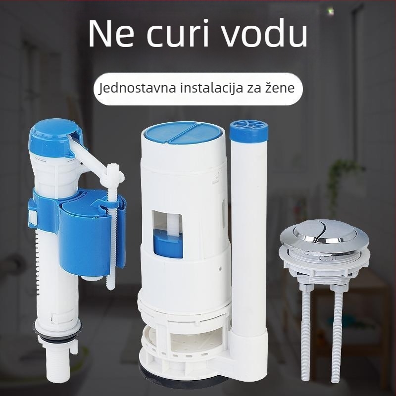 Set dodatnog pribora za spremnik toaleta: ispušni ventil, dovodni ventil i univerzalni gumb za ispiranje — CUPC certificirano, brend OOU