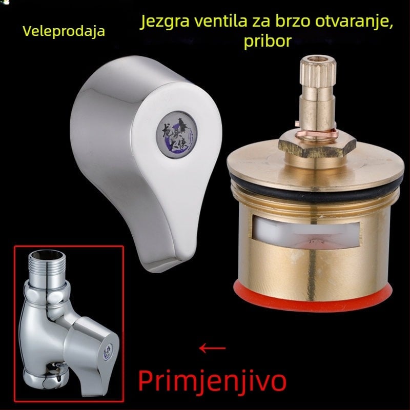 Ventil za ispiranje WC-a s keramičkim bakrenim jezgrom, brzo otvaranje, ručni prekidač s držalom i kotačićem