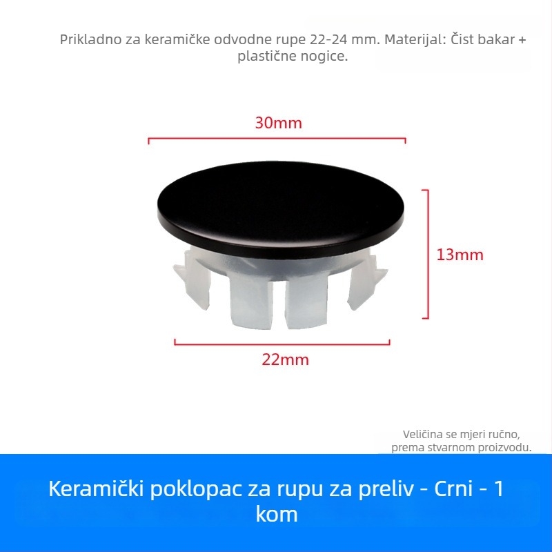 Dop preljev za odvod prelijevanja umivaonika (bakar+plastika, tip pritiska, model XP-T3)