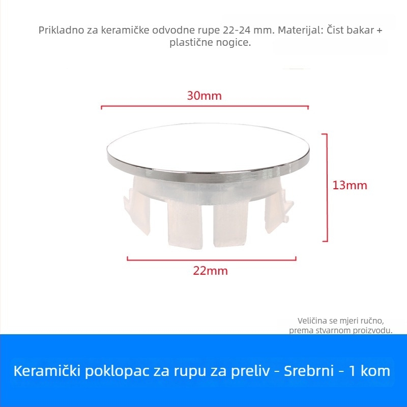 Dop preljev za odvod prelijevanja umivaonika (bakar+plastika, tip pritiska, model XP-T3)