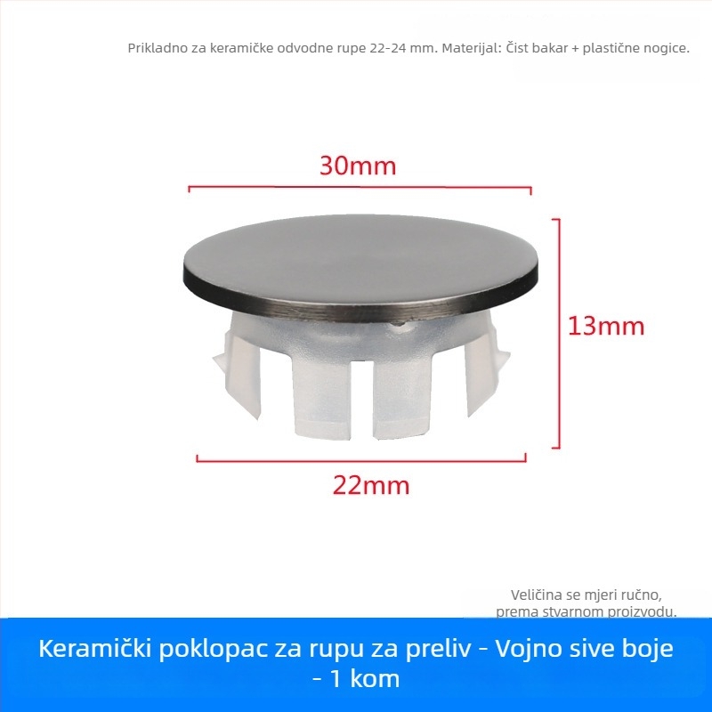 Dop preljev za odvod prelijevanja umivaonika (bakar+plastika, tip pritiska, model XP-T3)