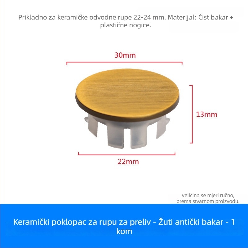 Dop preljev za odvod prelijevanja umivaonika (bakar+plastika, tip pritiska, model XP-T3)