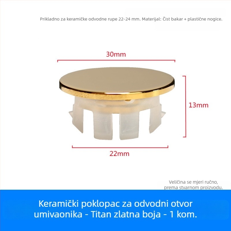 Dop preljev za odvod prelijevanja umivaonika (bakar+plastika, tip pritiska, model XP-T3)