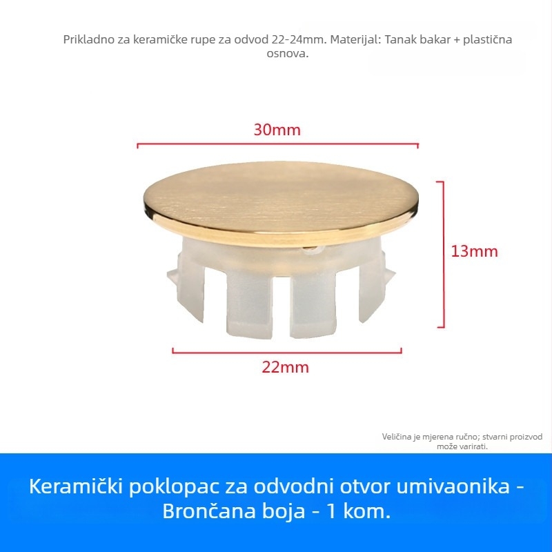 Dop preljev za odvod prelijevanja umivaonika (bakar+plastika, tip pritiska, model XP-T3)
