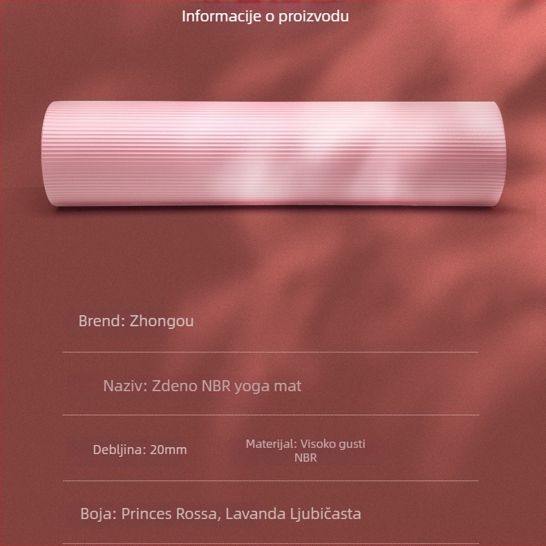 Joga prostirka, debljina 1,8 cm, protuklizna, pogodna za početnike, za kućnu upotrebu; pogodna za jogu, fitness, ples