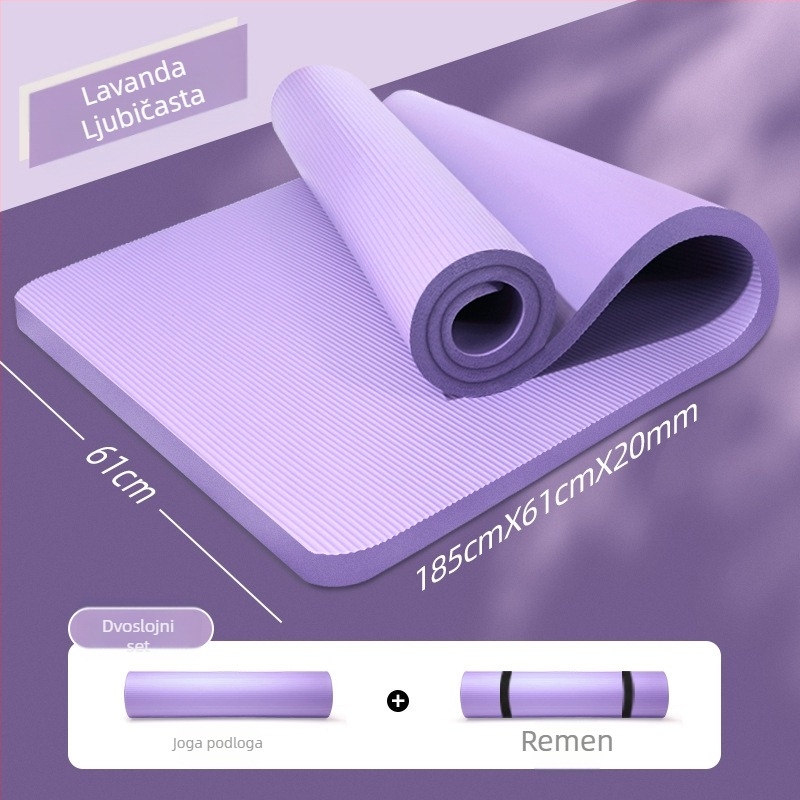 Joga prostirka, debljina 1,8 cm, protuklizna, pogodna za početnike, za kućnu upotrebu; pogodna za jogu, fitness, ples