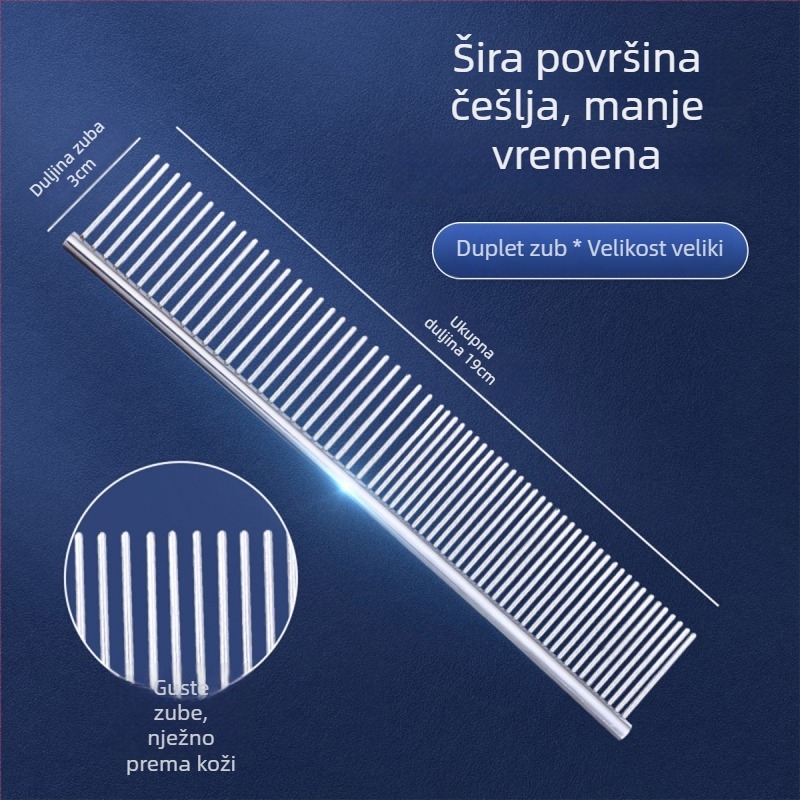 Češalj za njegu kućnih ljubimaca za dugokose mačke i pse, nehrđajući čelik, finog zuba