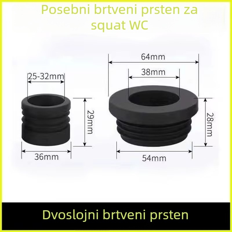 Gumeni brtvilo za kloaku u čučnju – dodatak za splaknu ventil, kompatibilan sa kutnim cijevima, za ugradnju