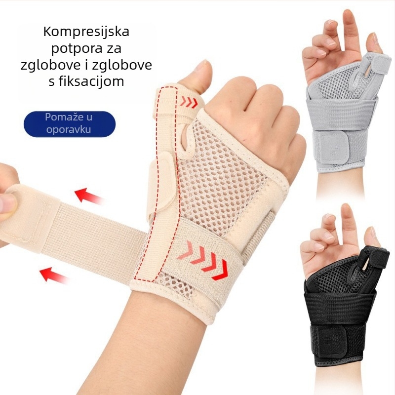 Sportska zaštita zapešća i prstiju s prozračnim poliestrom, stabilizacija zapešća, zaštita prstiju, kompresijska fiksacija