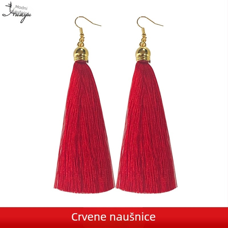 Naušnice s resicama, Xiaoxiangfeng stil, svjež i sladak dizajn, za žene, titanijske igle, premaz sprejom