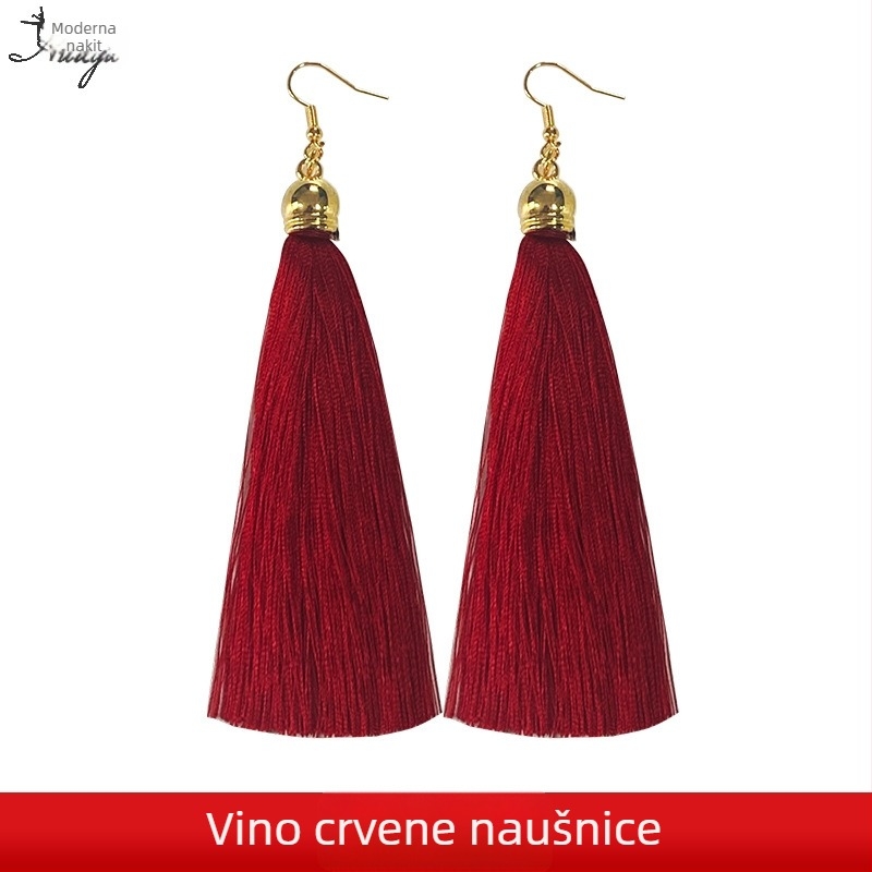 Naušnice s resicama, Xiaoxiangfeng stil, svjež i sladak dizajn, za žene, titanijske igle, premaz sprejom